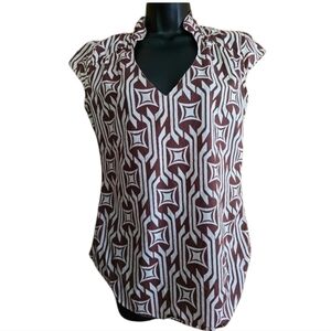dELiA*s Y2K Graphic Brown and White Cap Sleeve Blouse